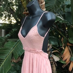 Papaya crochet Backless maxi dress